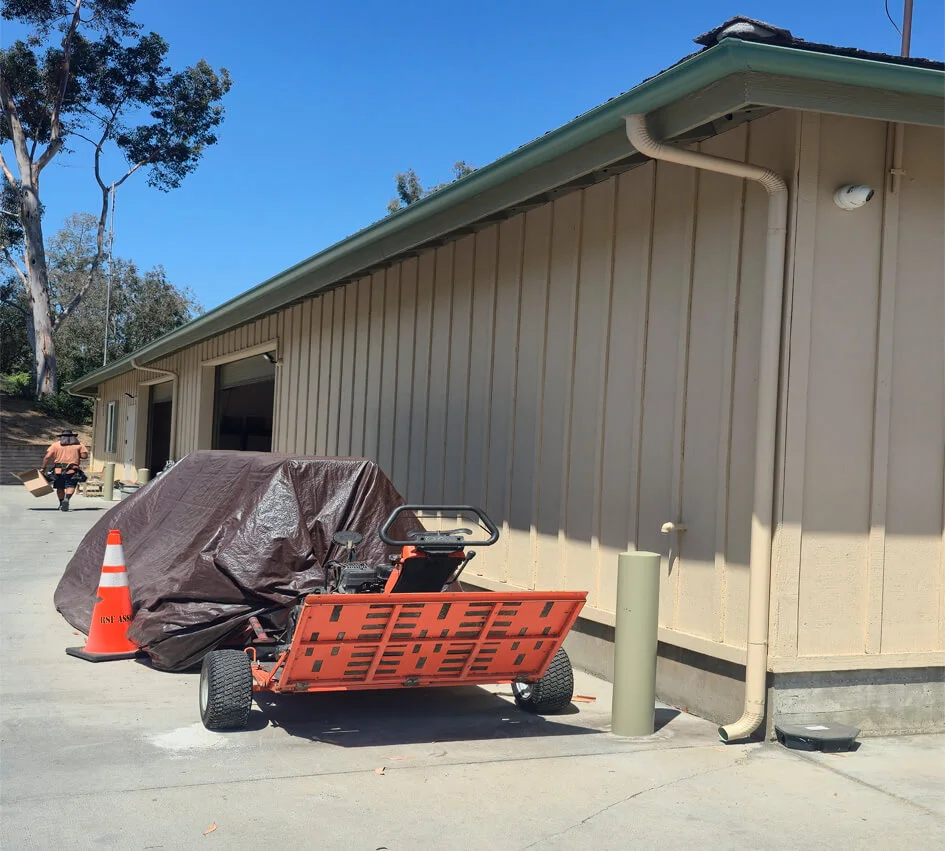 Gutter installed on a shed